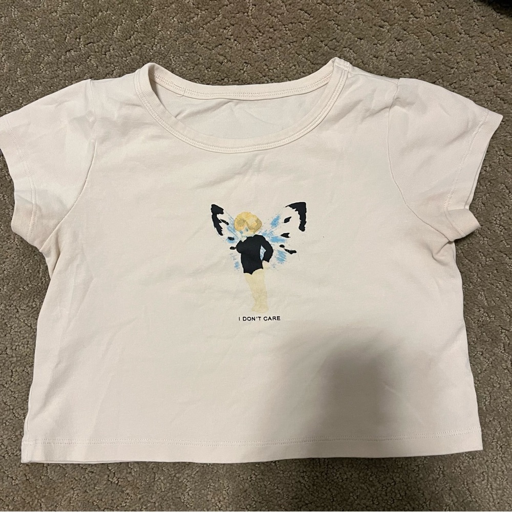 I don’t care y2k 2000s crop top white size s/xs